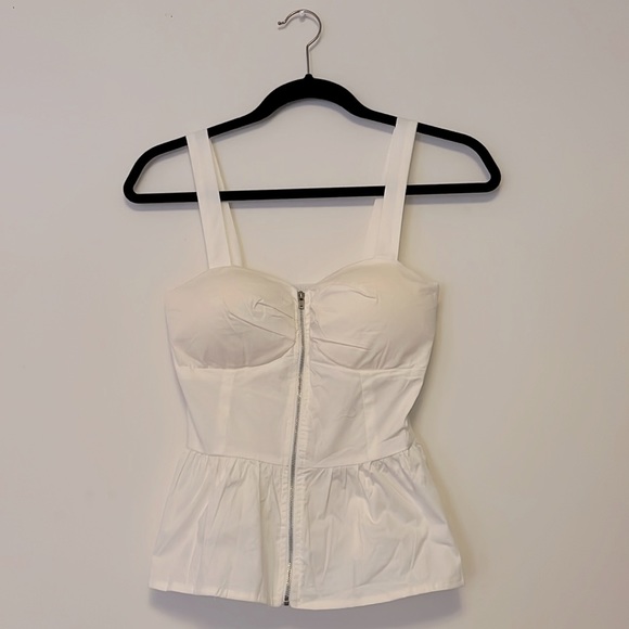 ReVamped White Zip-Up Peplum Tank Top - Picture 1 of 3